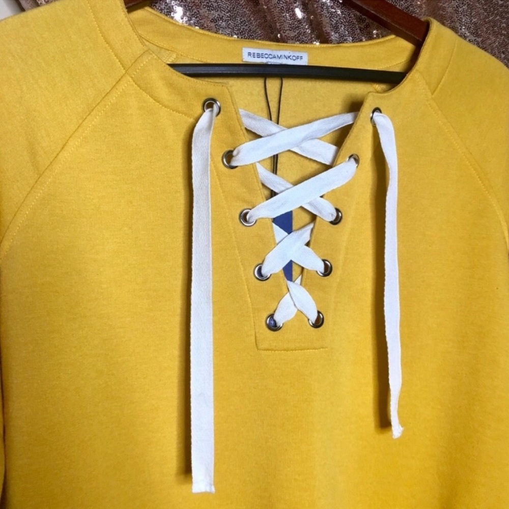 Rebecca Minkoff New Yellow Tie Up Sweatshirt XS - Picture 7 of 9